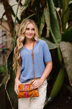 Load image into Gallery viewer, Penelope Foldover Crossbody Clutch - Tan w/ Camo Pink Stripe