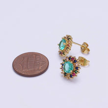 Load image into Gallery viewer, Green Aqua Sun Stud Earring V-112