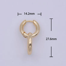 Load image into Gallery viewer, Dainty Intertwined Huggie Earrings with Round Dangle Charm Drop | AD-085