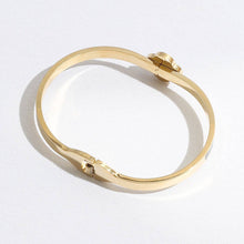 Load image into Gallery viewer, Black Enamel Pave Clover Colored Bangle Cuff Bracelet