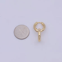 Load image into Gallery viewer, Dainty Intertwined Huggie Earrings with Round Dangle Charm Drop | AD-085