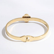 Load image into Gallery viewer, Black Enamel Pave Clover Colored Bangle Cuff Bracelet