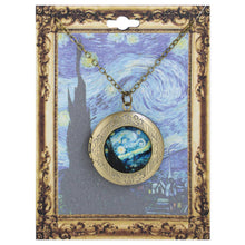 Load image into Gallery viewer, Starry Night Fine Art Gold Locket Necklace