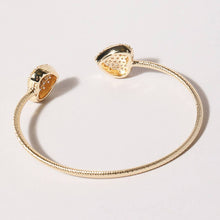 Load image into Gallery viewer, 2 Heart Pave Gold Wire Bangle Bracelet