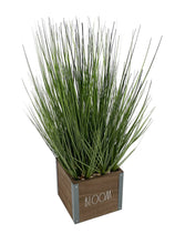 Load image into Gallery viewer, Rae Dunn “Bloom” Artificial Grass Plants with Wooden Planter (local pick up only)