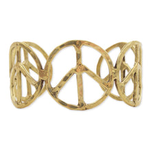 Load image into Gallery viewer, Woodstock Vibes Gold Metal Peace Sign Bracelet
