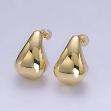 Load image into Gallery viewer, 14K Gold Filled Edged Teardrop C-Shaped Hoop Earrings: GOLD
