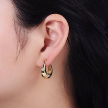 Load image into Gallery viewer, 16K Gold Filled Oblong Dome Celestial Stars CZ French Lock Latch Hoop Earrings | AE634
