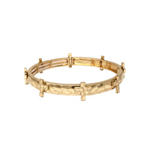 Load image into Gallery viewer, Hammered Cross All-Around Stretch Bangle Bracelet: Gold
