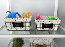 Load image into Gallery viewer, Rae Dunn "Stuff" and "Toys" Set of 2 Fabric-Lined Wire Metal (local pick up only)
