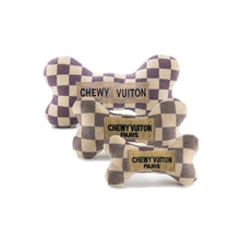 Load image into Gallery viewer, Checker Chewy Vuiton Bones Squeaker Dog Toy: XL
