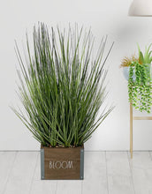 Load image into Gallery viewer, Rae Dunn “Bloom” Artificial Grass Plants with Wooden Planter (local pick up only)
