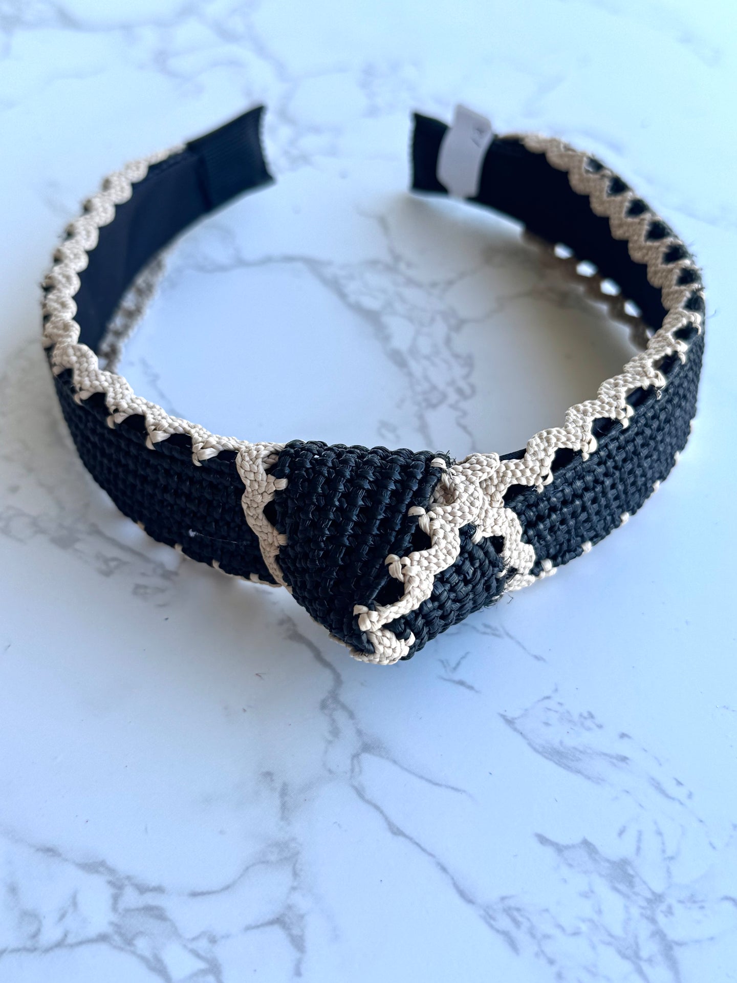 Classic Knot Headband-Black and Cream