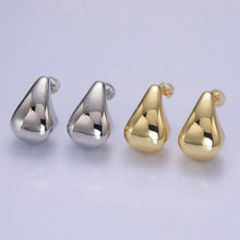 Load image into Gallery viewer, 14K Gold Filled Edged Teardrop C-Shaped Hoop Earrings: GOLD
