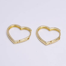 Load image into Gallery viewer, 14K Gold Filled 23mm Flat Heart Minimalist Huggie Hoop Earrings | AD-466
