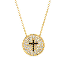 Load image into Gallery viewer, Cross Accented Pave Necklace: Gold
