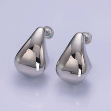 Load image into Gallery viewer, 14K Gold Filled Edged Teardrop C-Shaped Hoop Earrings: GOLD
