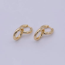 Load image into Gallery viewer, Dainty Intertwined Huggie Earrings with Round Dangle Charm Drop | AD-085
