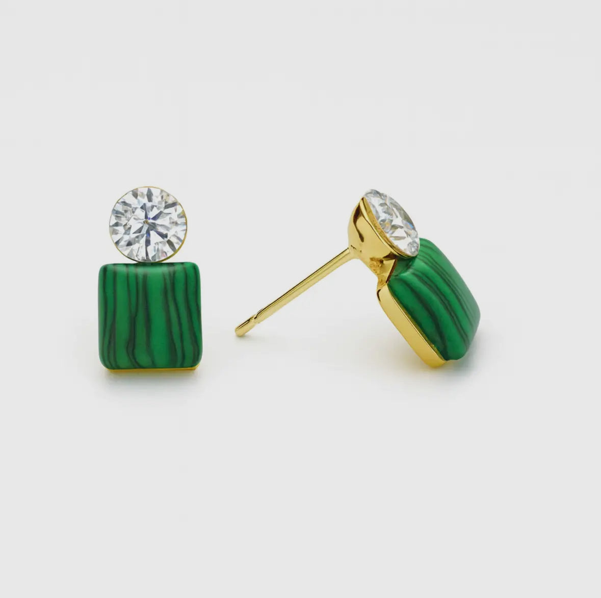 Stone & Sparkle Earrings: Malachite Green