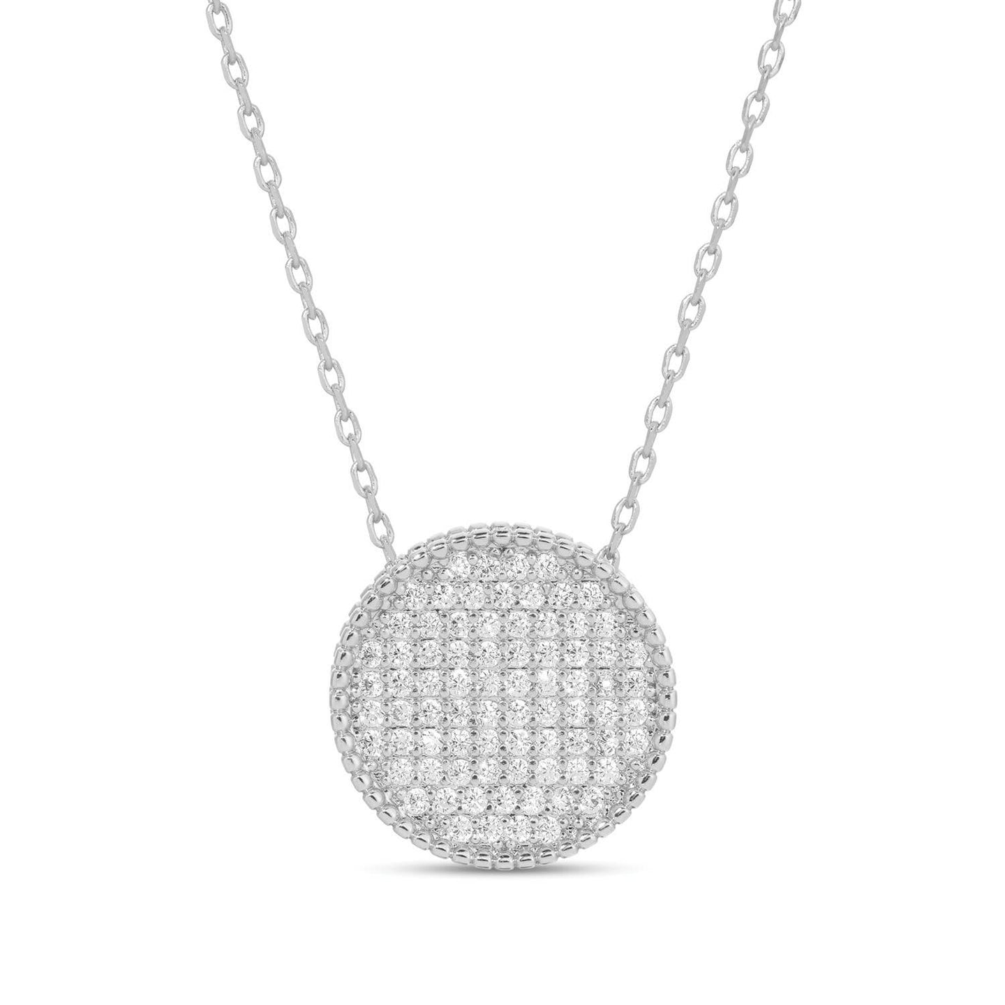 Pave Round Necklace: Silver