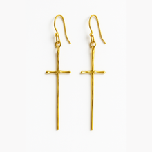 Load image into Gallery viewer, Minimal Molten Cross Earrings
