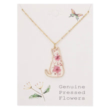 Load image into Gallery viewer, Floral Friend Gold Cat Dried Flower Necklace
