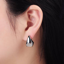 Load image into Gallery viewer, 14K Gold Filled Edged Teardrop C-Shaped Hoop Earrings: GOLD
