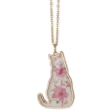 Load image into Gallery viewer, Floral Friend Gold Cat Dried Flower Necklace
