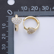 Load image into Gallery viewer, 14K Gold Filled 17mm Micro Paved CZ Heart Cartilage Huggie Earrings | Earrings-00066
