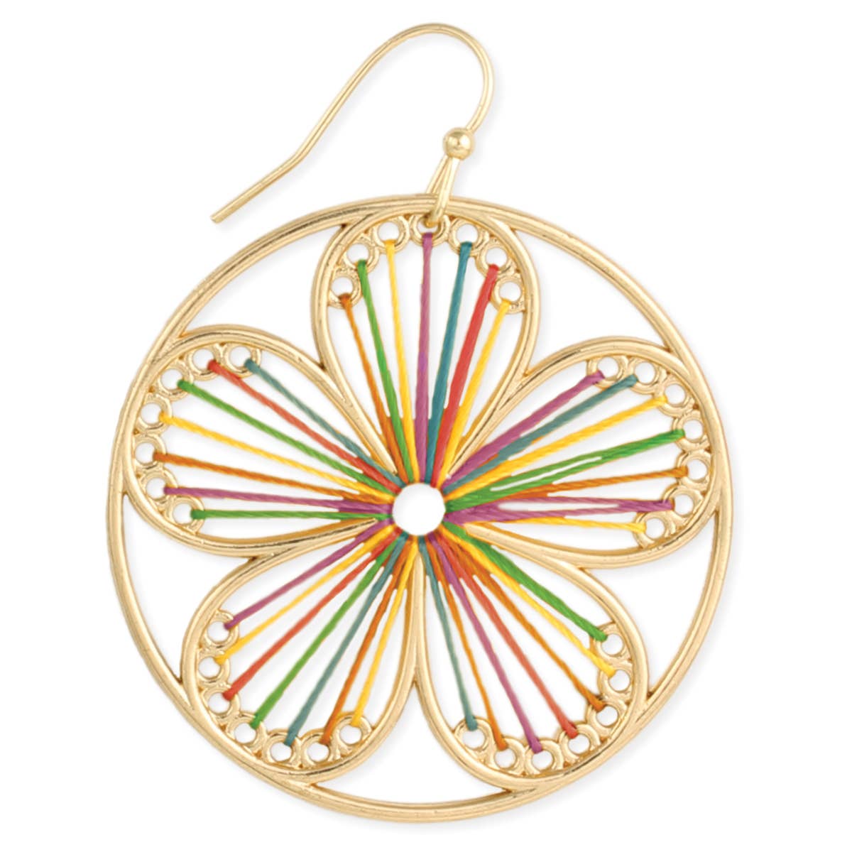 String Art Gold Flower Earrings