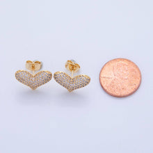 Load image into Gallery viewer, 18K Gold Filled Micro Paved CZ Heart Stud Earrings | AI348
