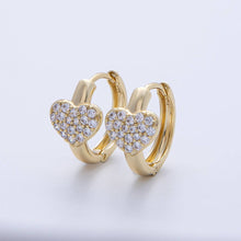 Load image into Gallery viewer, 14K Gold Filled 17mm Micro Paved CZ Heart Cartilage Huggie Earrings | Earrings-00066
