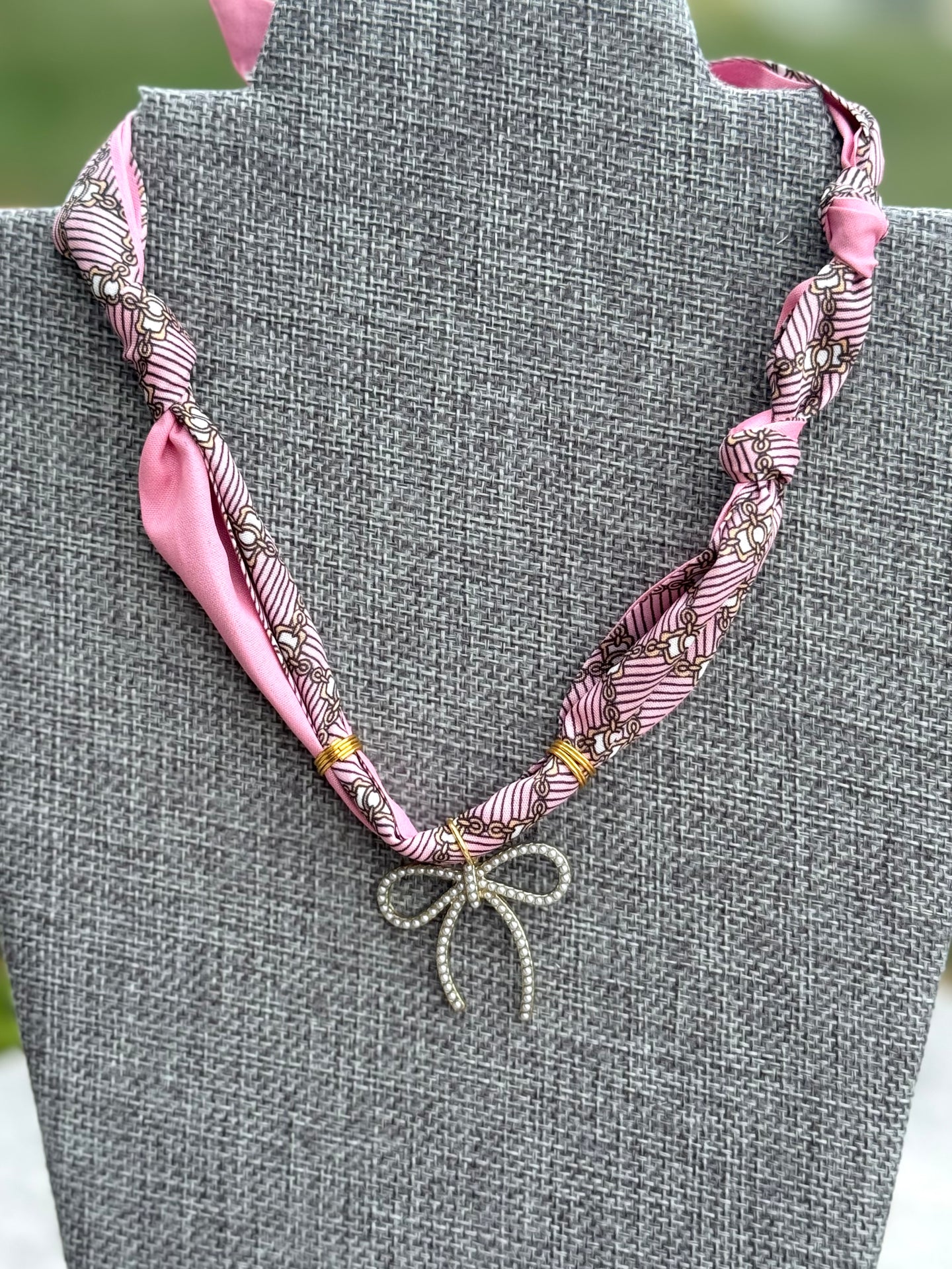 Pink Bow Charm Necklace