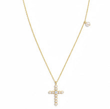 Load image into Gallery viewer, Graceful Radiance Pearl Cross Necklace
