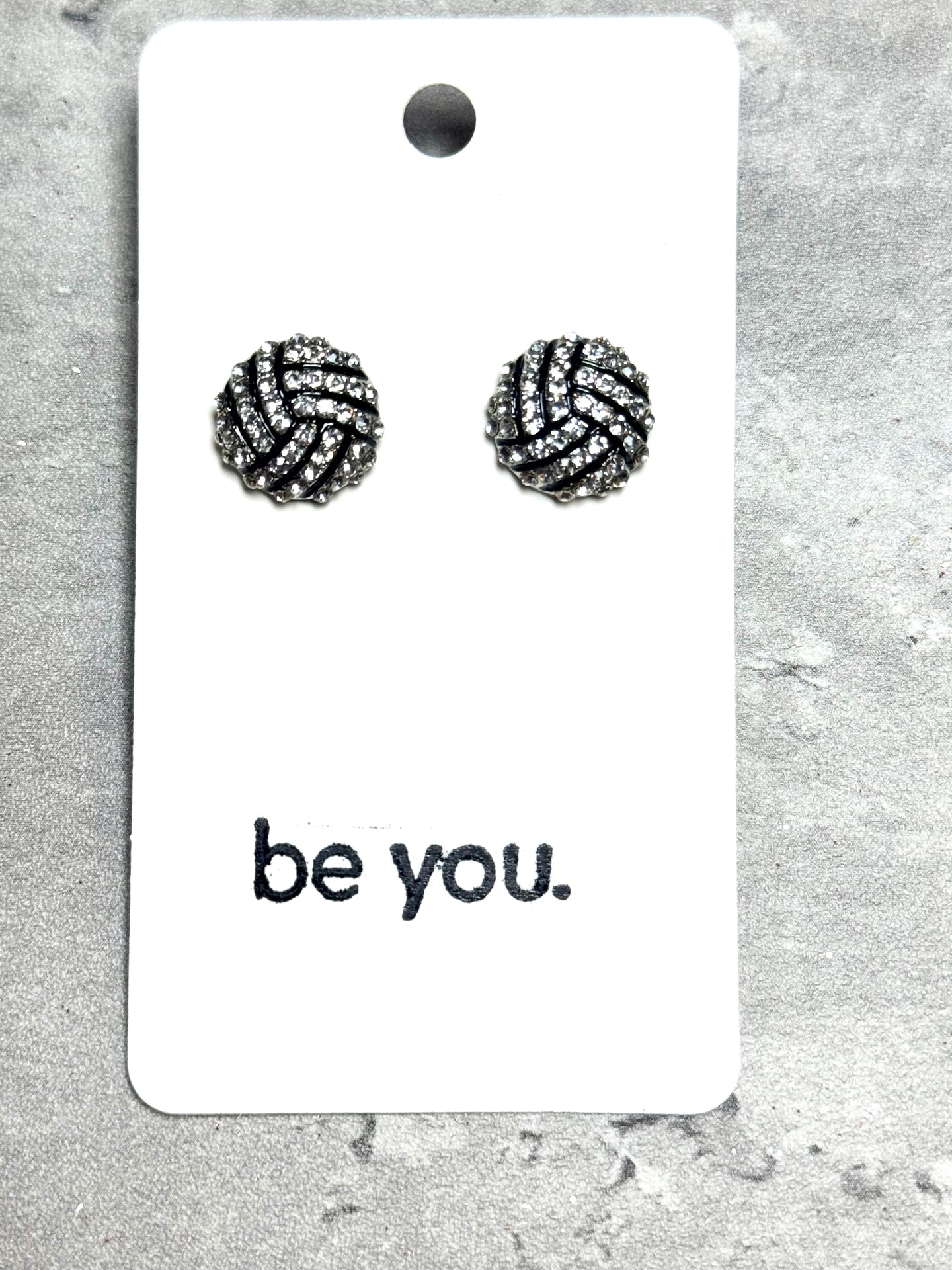 Volleyball Pave Stud Earrings