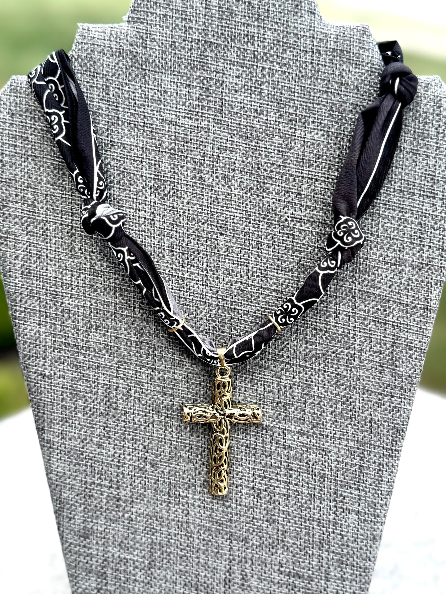 Black Cross Charm Necklace