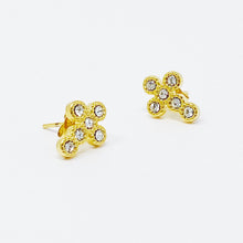 Load image into Gallery viewer, Dainty Cross Clear Crystal Studs
