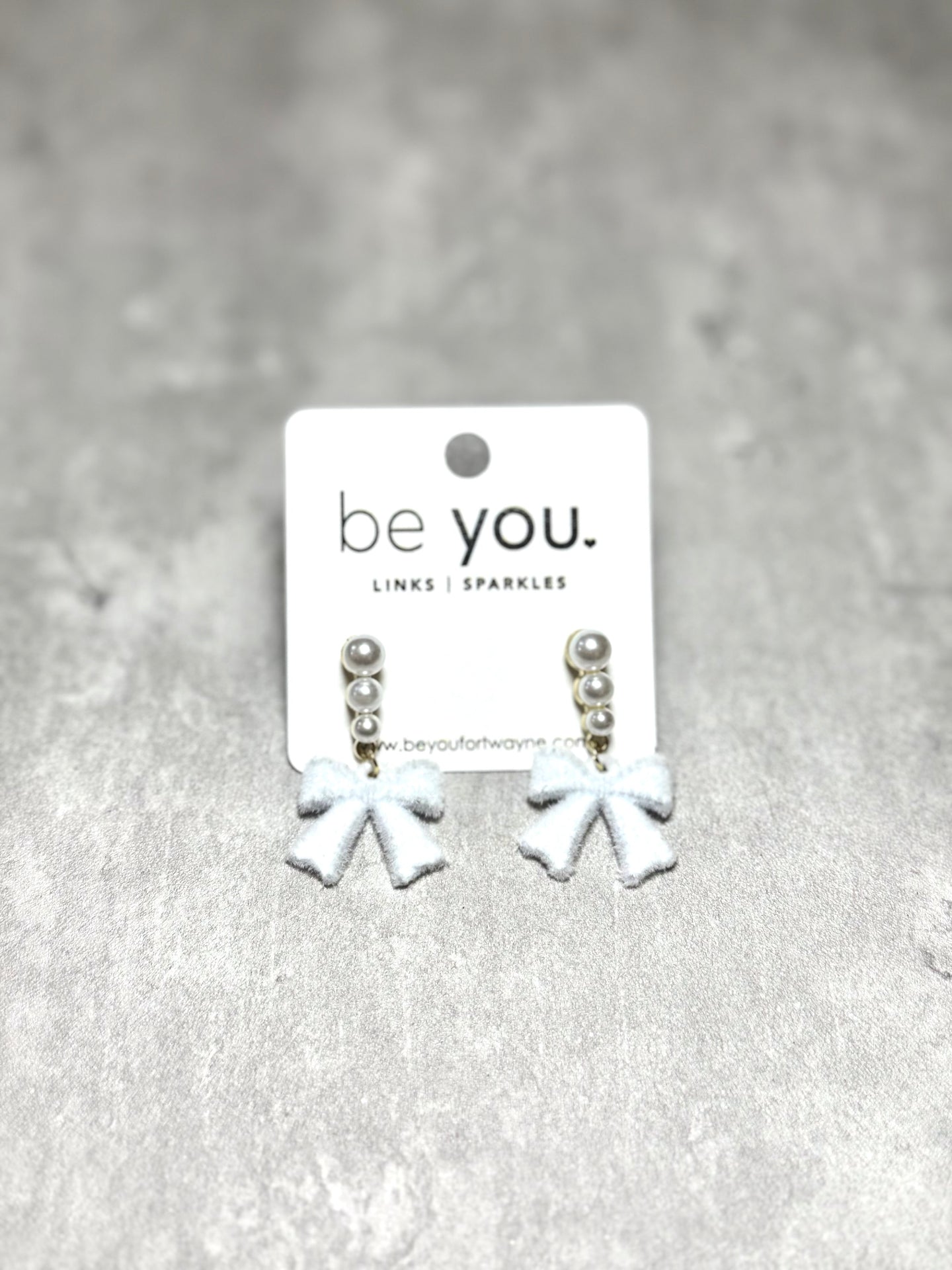 Snowy White Bow Earrings