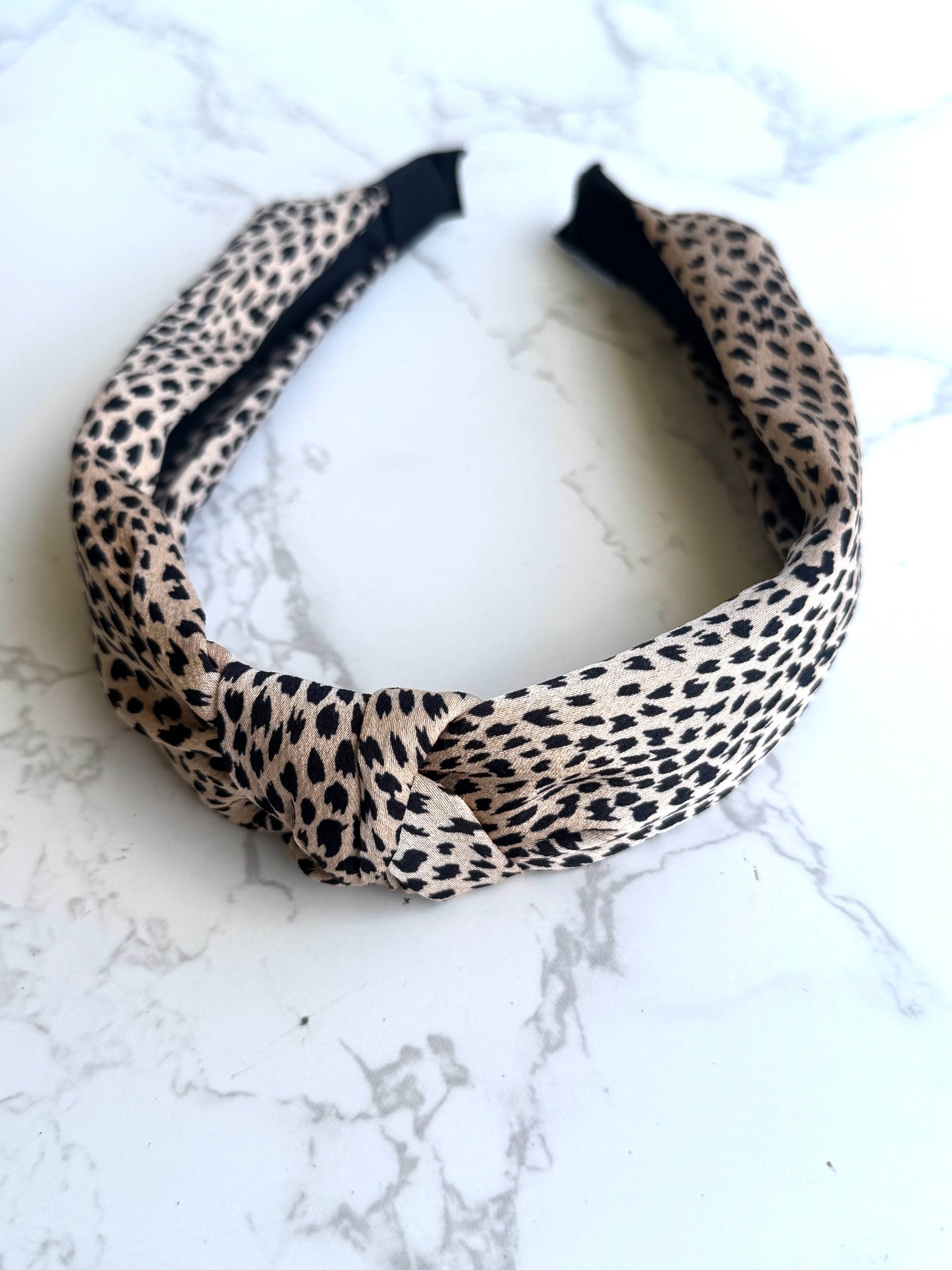 Classic Knot Headband-White Leopard