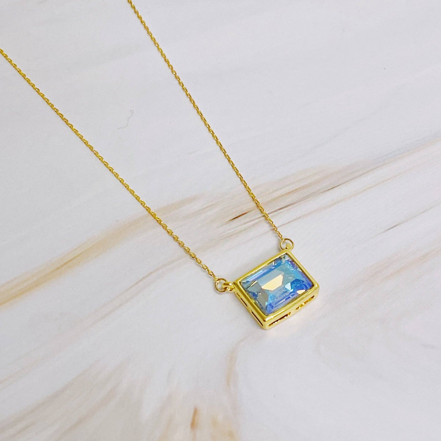 Sweet Square Necklace: Water Blue