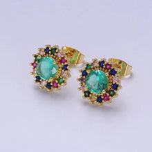 Load image into Gallery viewer, Green Aqua Sun Stud Earring V-112
