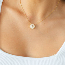 Load image into Gallery viewer, Cross Accented Pave Necklace: Gold
