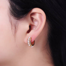 Load image into Gallery viewer, Pearl Hoop Huggie Earrings
