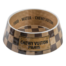 Load image into Gallery viewer, Checker Chewy Vuiton Bowl Dog Bowls: Large
