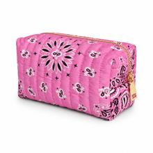 Load image into Gallery viewer, Bandana Cosmetic Case, Everyday Travel Pouch: Indie Pink
