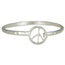 Load image into Gallery viewer, Textured Silver Peace Sign Bangle
