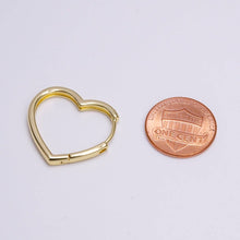 Load image into Gallery viewer, 14K Gold Filled 23mm Flat Heart Minimalist Huggie Hoop Earrings | AD-466
