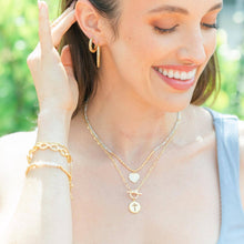 Load image into Gallery viewer, Cross Paperclip Toggle Necklace: Gold
