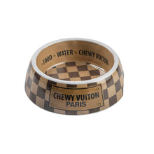 Load image into Gallery viewer, Checker Chewy Vuiton Bowl Dog Bowls: Large
