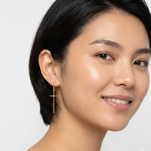 Load image into Gallery viewer, Minimal Molten Cross Earrings
